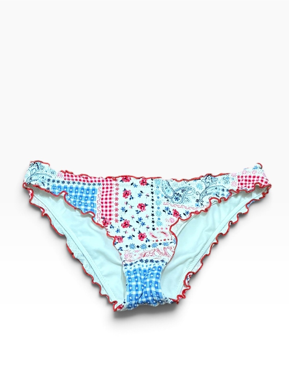 wild fable Blue and Red Patchwork Bikini Bottoms, Size XS